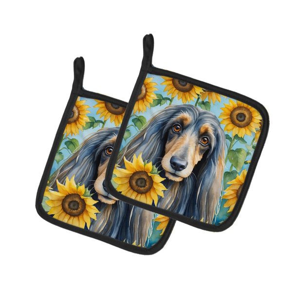 Afghan Hound in Sunflowers Pair of Pot Holders Sale