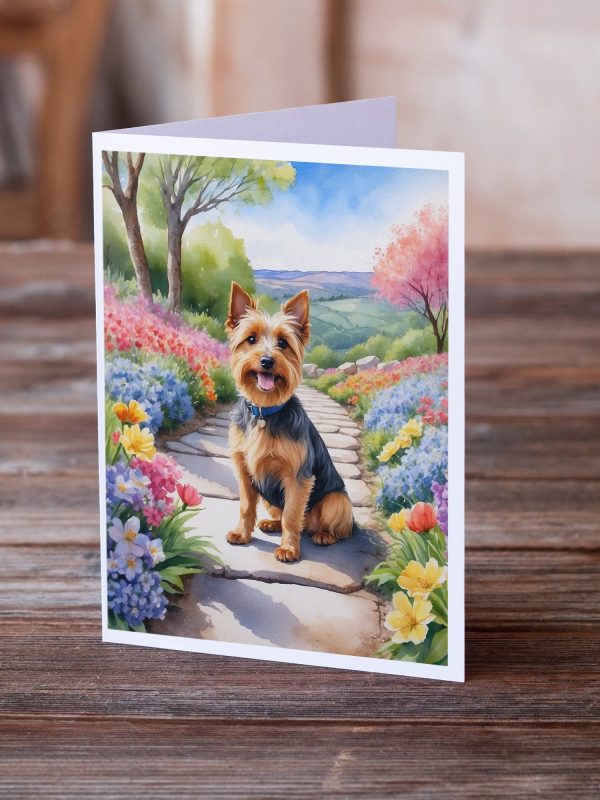 Australian Terrier Spring Garden Greeting Cards Pack of 8 Online now - Image 2