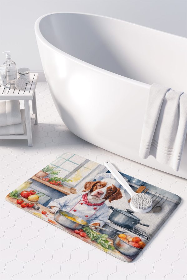 Brittany Spaniel The Chef Memory Foam Kitchen Mat For Sale - Image 3