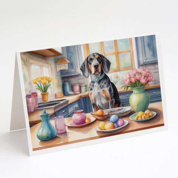 Decorating Easter Bluetick Coonhound Greeting Cards Pack of 8 Hot on Sale