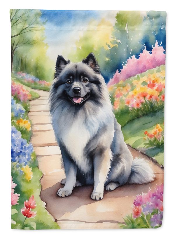 Keeshond Spring Path House Flag Online Hot Sale