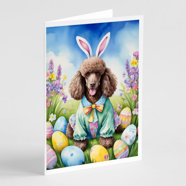 Chocolate Poodle Easter Egg Hunt Greeting Cards Pack of 8 Cheap