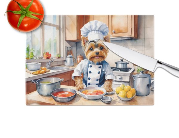 Yorkie Yorkshire Terrier The Chef Glass Cutting Board For Cheap - Image 3