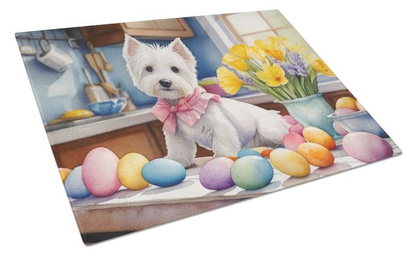 Decorating Easter Westie Glass Cutting Board For Sale