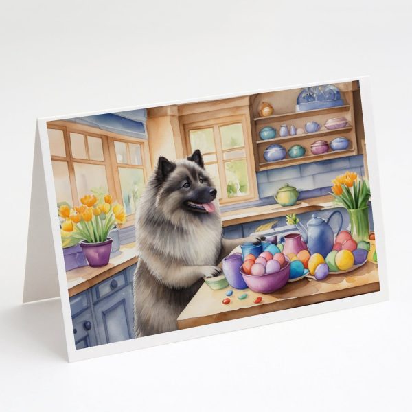 Decorating Easter Keeshond Greeting Cards Pack of 8 Supply