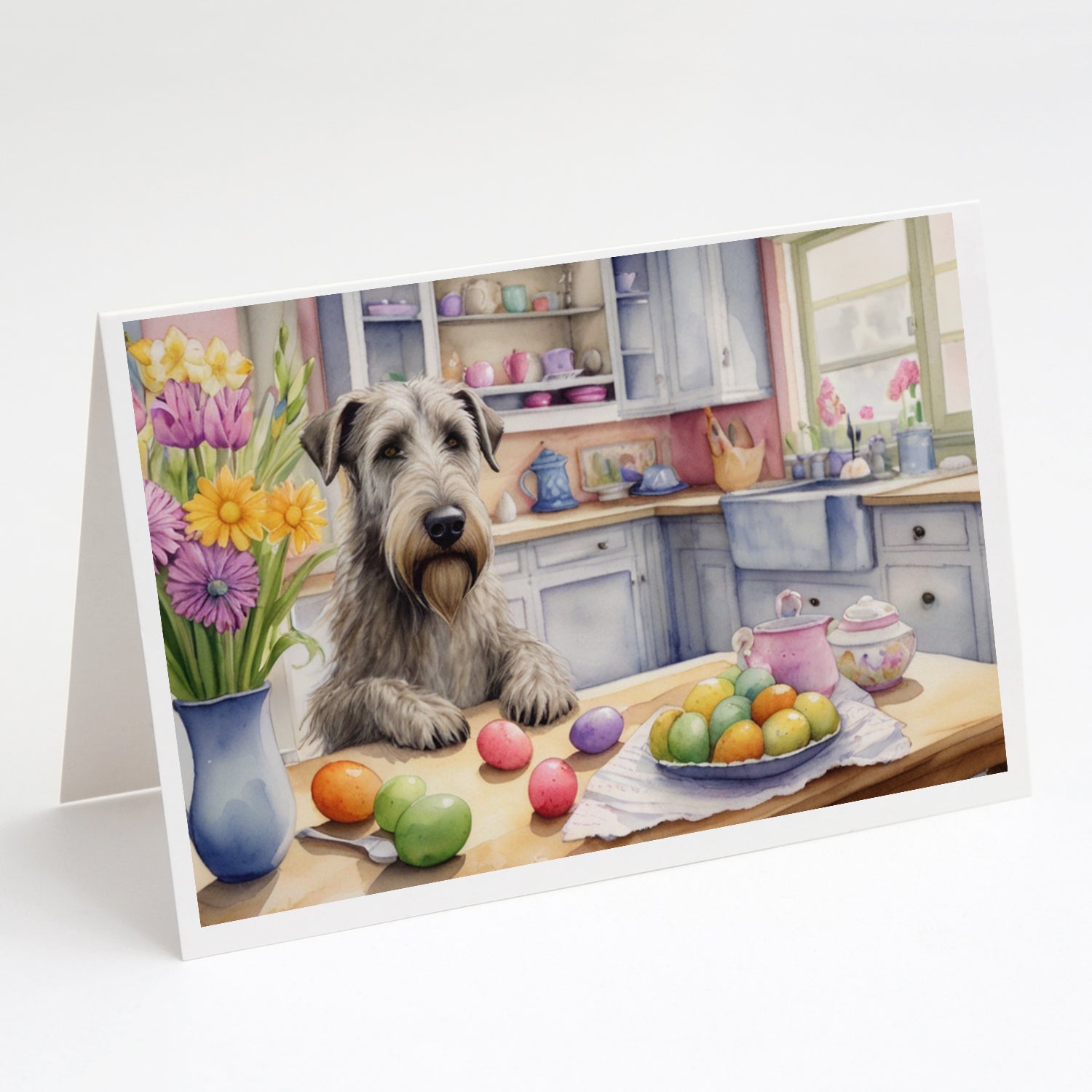 Decorating Easter Irish Wolfhound Greeting Cards Pack of 8 For Discount