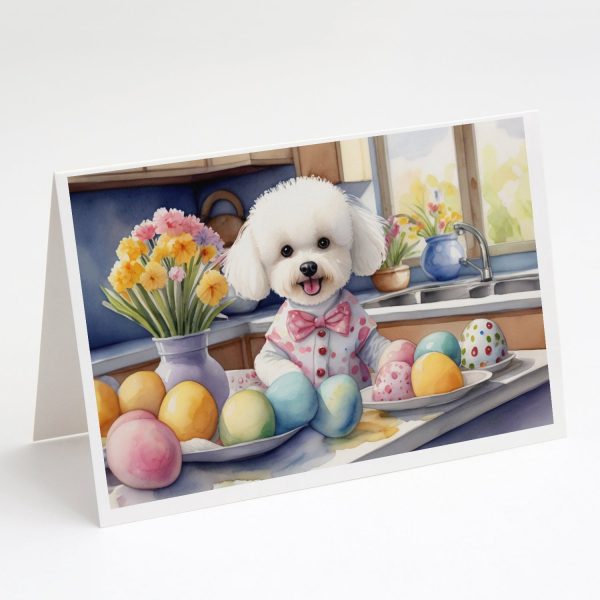 Decorating Easter Bichon Frise Greeting Cards Pack of 8 Sale