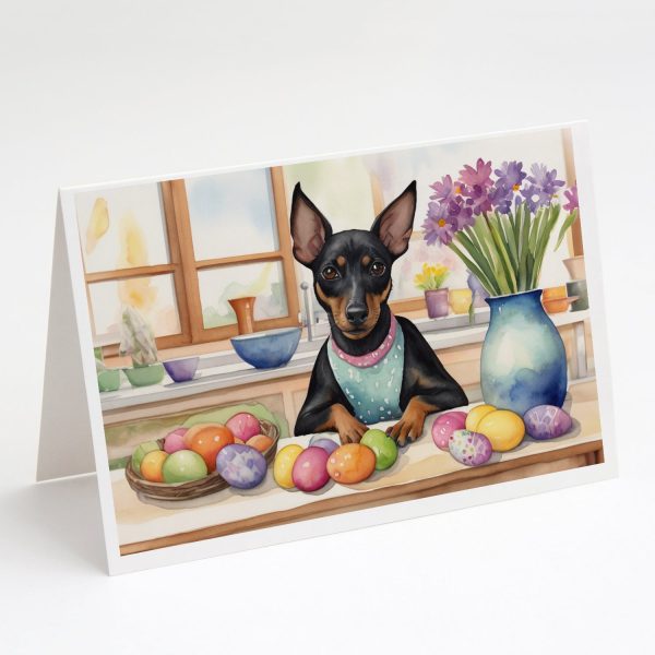 Decorating Easter Manchester Terrier Greeting Cards Pack of 8 Online