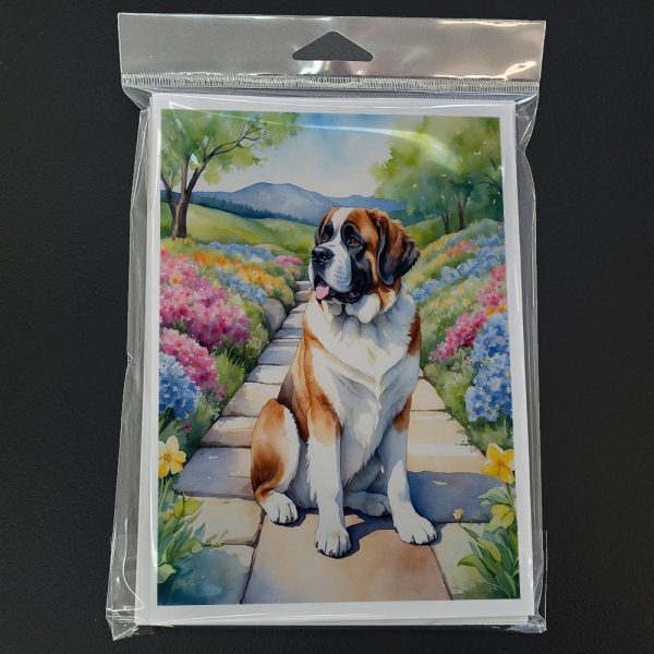 Saint Bernard Spring Path Greeting Cards Pack of 8 on Sale - Image 3