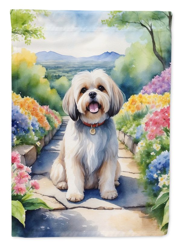 Lhasa Apso Spring Path Garden Flag  – Dog-Themed Floral Outdoor Decor Online Sale