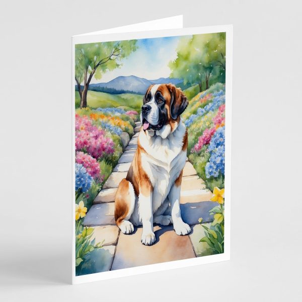 Saint Bernard Spring Path Greeting Cards Pack of 8 on Sale