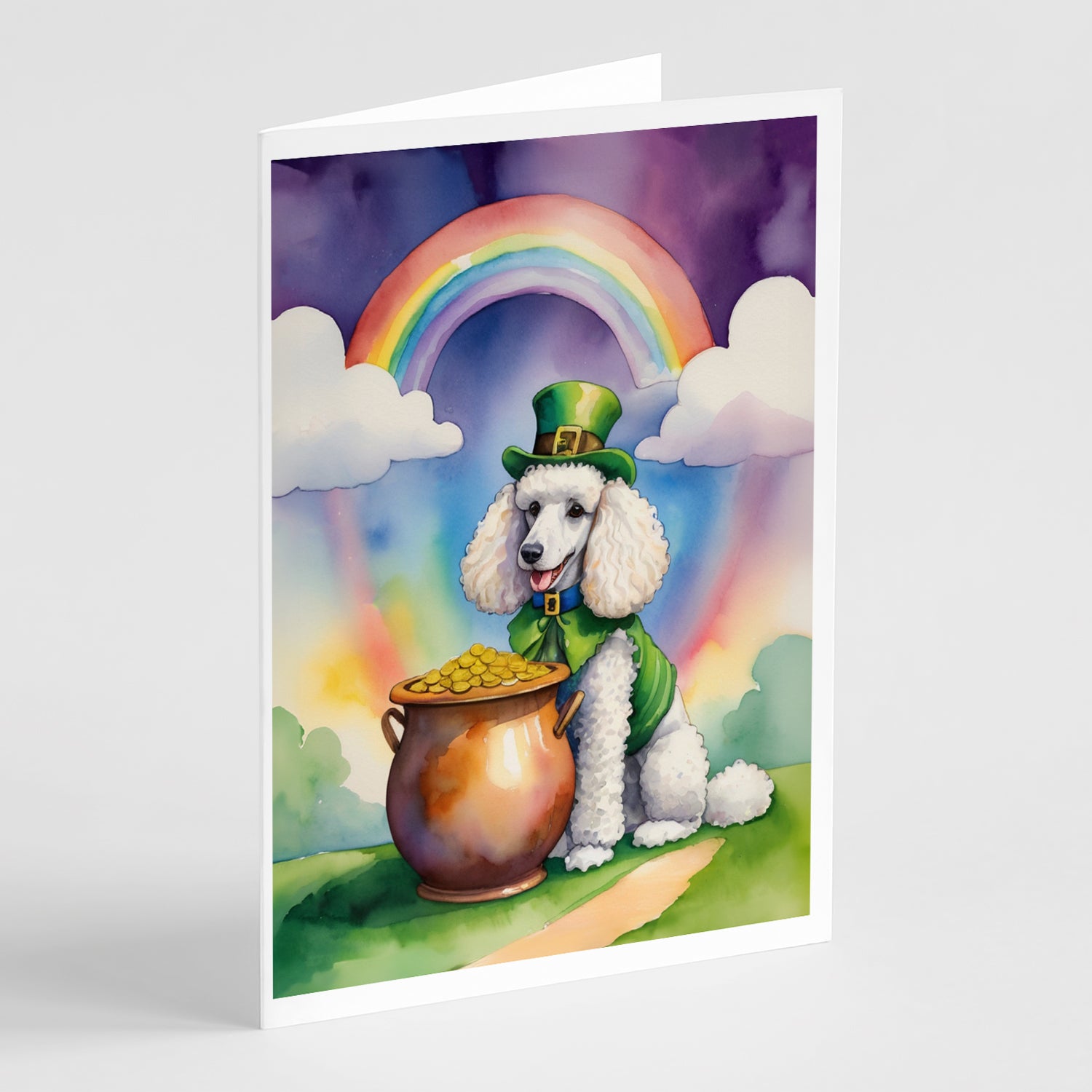 White Poodle St Patrick s Day Greeting Cards Pack of 8 Hot on Sale