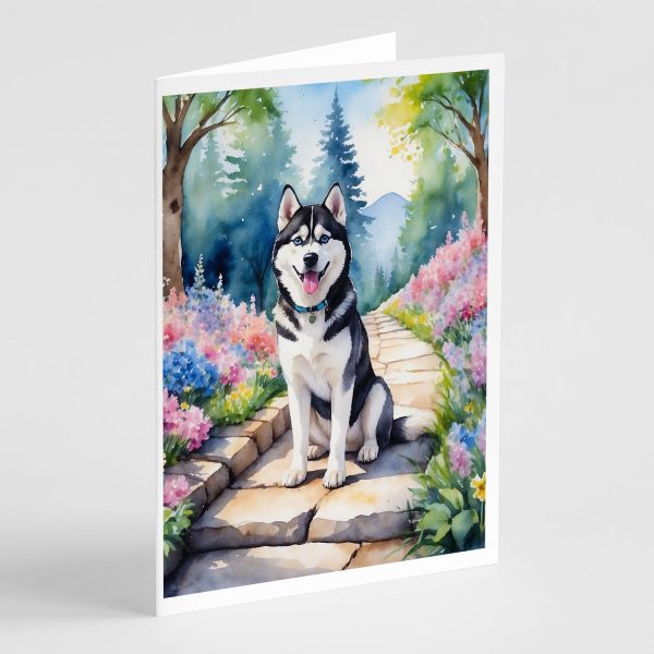 Siberian Husky Spring Path Greeting Cards Pack of 8 Discount