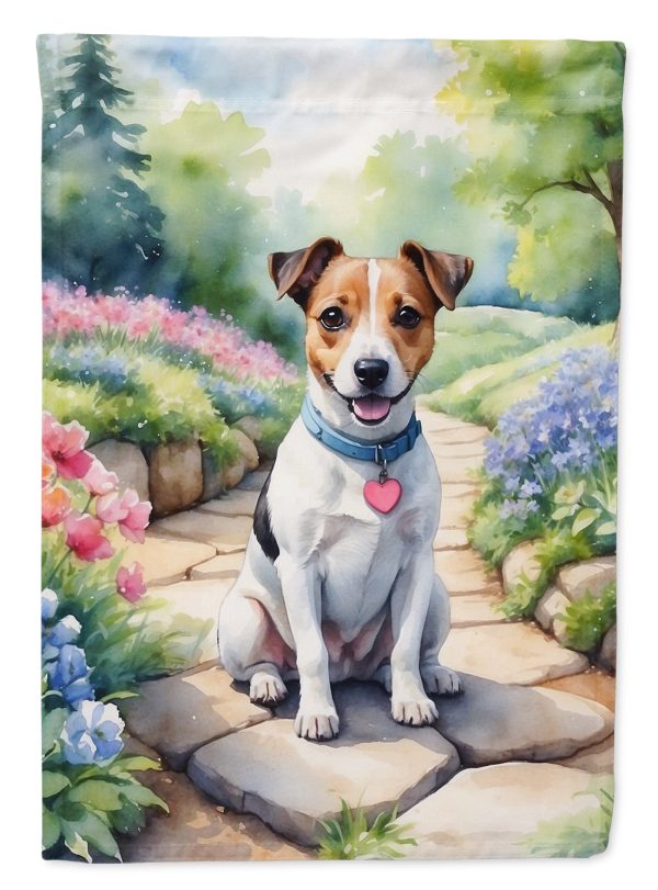 Jack Russell Terrier Spring Path House Flag For Sale