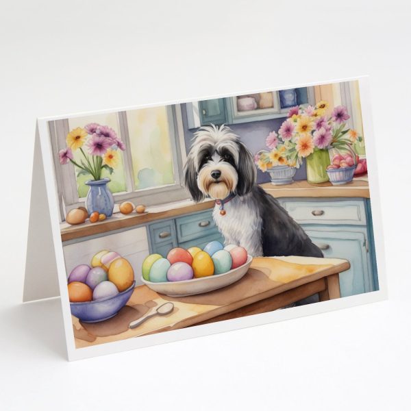 Decorating Easter Tibetan Terrier Greeting Cards Pack of 8 on Sale