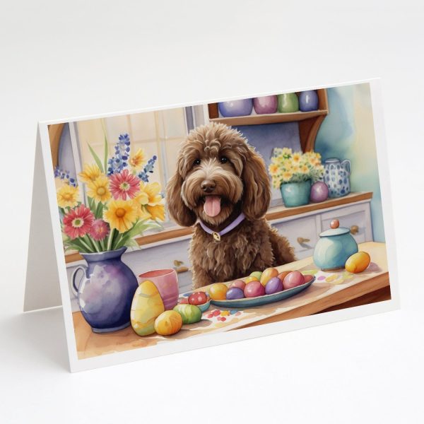Decorating Easter Labradoodle Greeting Cards Pack of 8 Sale