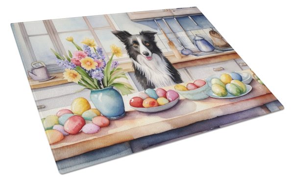Decorating Easter Border Collie Glass Cutting Board For Discount