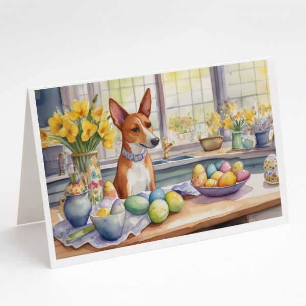 Decorating Easter Basenji Greeting Cards Pack of 8 Discount