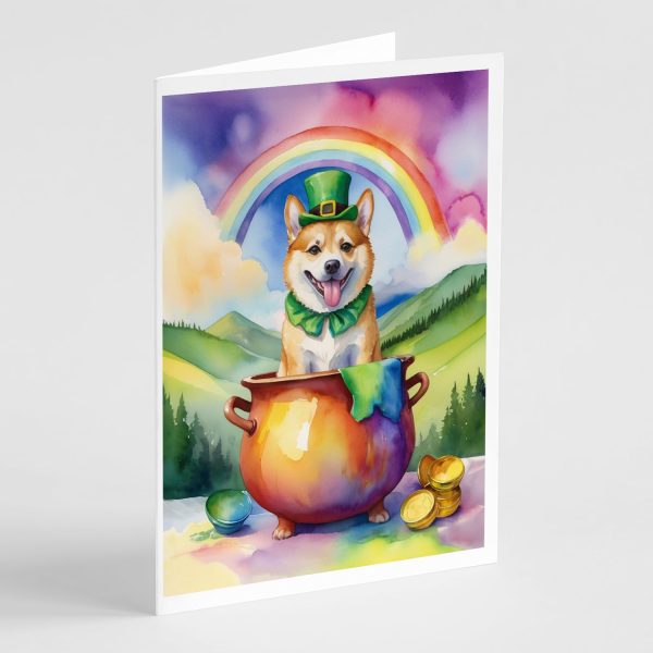 Norwegian Buhund St Patrick s Day Greeting Cards Pack of 8 on Sale