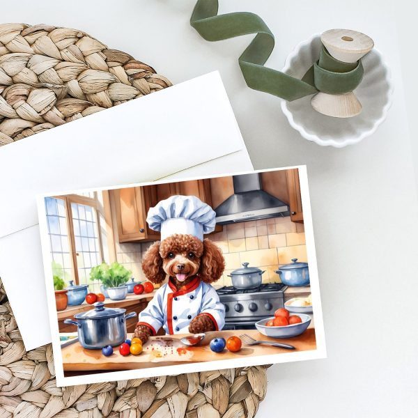 Chocolate Poodle The Chef Greeting Cards Pack of 8 Sale - Image 2