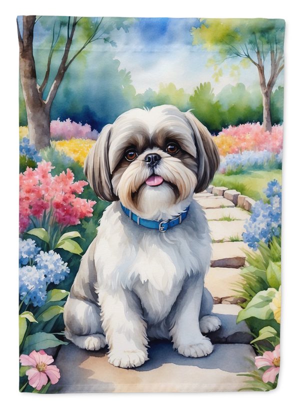 Shih Tzu Spring Path Garden Flag  – Dog-Themed Floral Outdoor Decor Online Hot Sale