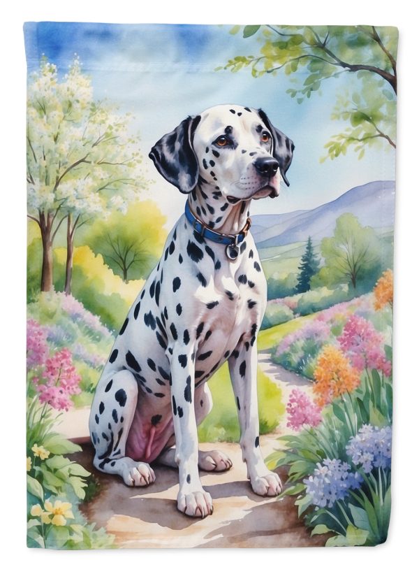 Dalmatian Spring Path Garden Flag  – Dog-Themed Floral Outdoor Decor on Sale