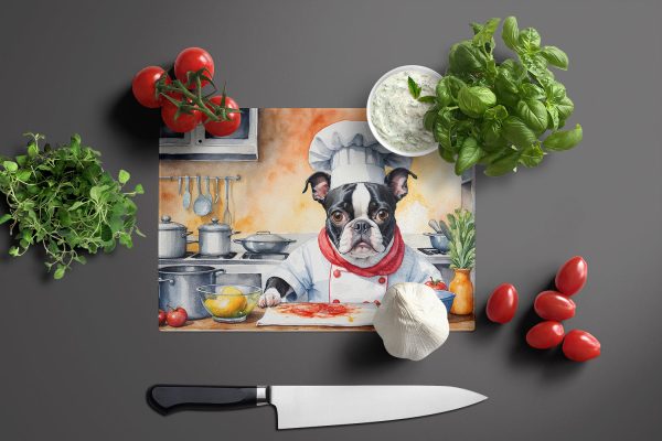 Boston Terrier The Chef Glass Cutting Board Sale - Image 2