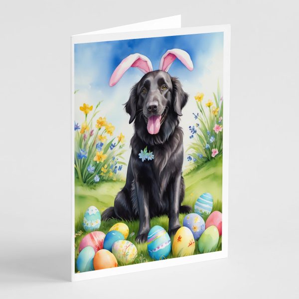 Flat-Coated Retriever Easter Egg Hunt Greeting Cards Pack of 8 Cheap