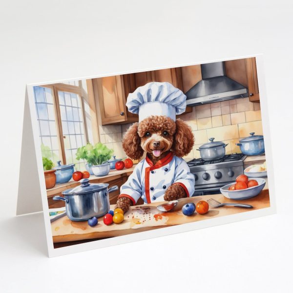 Chocolate Poodle The Chef Greeting Cards Pack of 8 Sale