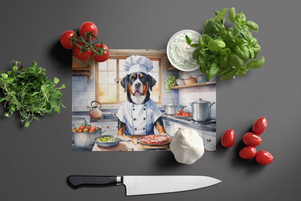Greater Swiss Mountain Dog The Chef Glass Cutting Board For Sale - Image 2