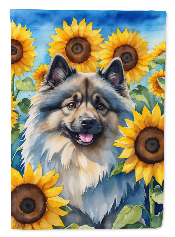 Keeshond in Sunflowers House Flag Supply