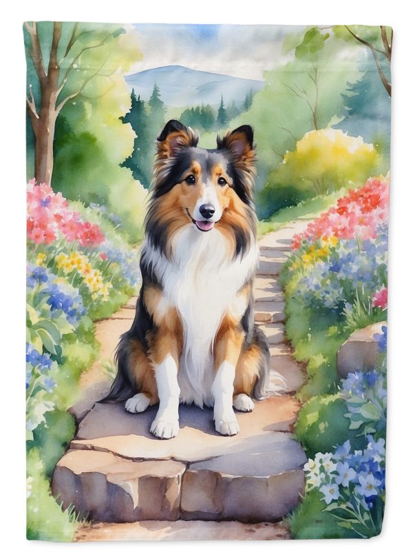 Sheltie Spring Path House Flag Discount