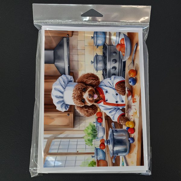 Chocolate Poodle The Chef Greeting Cards Pack of 8 Sale - Image 3