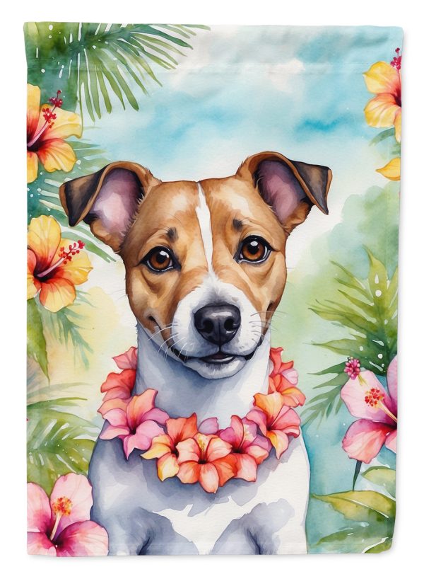 Jack Russell Terrier Luau Garden Flag – Tropical Dog Decor with Hibiscus & Palm Leaves Online