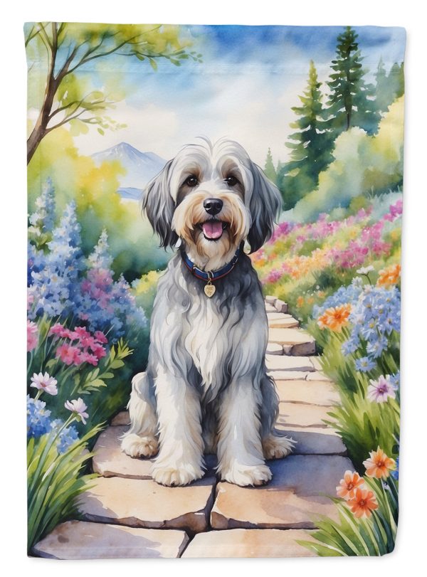 Tibetan Terrier Spring Path Garden Flag  – Dog-Themed Floral Outdoor Decor Discount