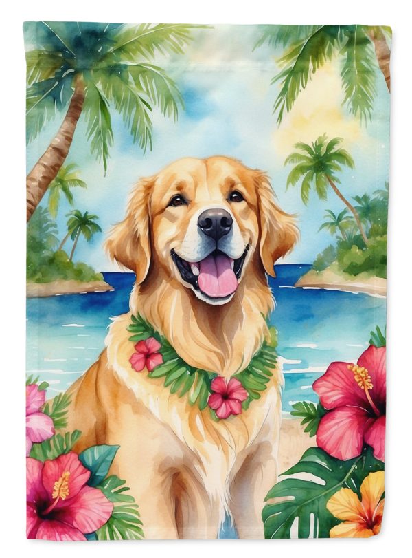 Golden Retriever Luau House Flag Cheap