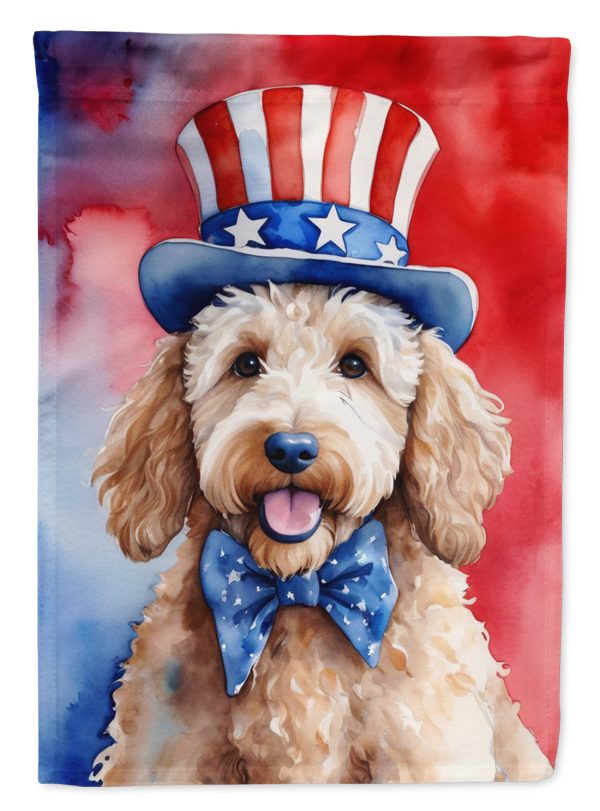 Goldendoodle Patriotic American Garden Flag – Dog in Uncle Sam Hat | Red, White & Blue Outdoor Decor Online