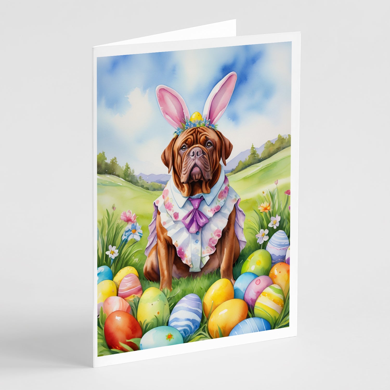 Dogue de Bordeaux Easter Egg Hunt Greeting Cards Pack of 8 Sale