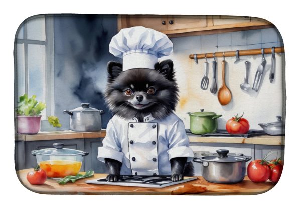 Pomeranian The Chef Dish Drying Mat on Sale
