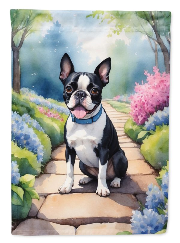Boston Terrier Spring Path Garden Flag  – Dog-Themed Floral Outdoor Decor Online