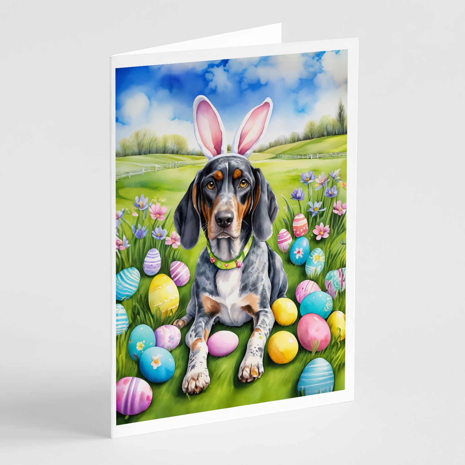 Bluetick Coonhound Easter Egg Hunt Greeting Cards Pack of 8 Online Hot Sale