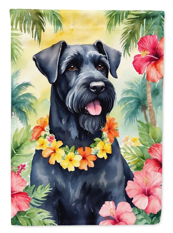 Giant Schnauzer Luau Garden Flag – Tropical Dog Decor with Hibiscus & Palm Leaves Online Hot Sale