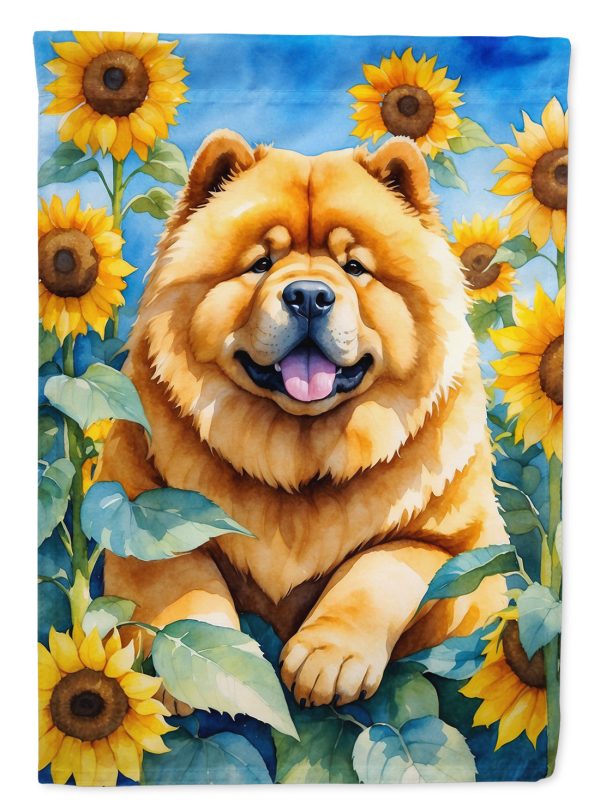 Chow Chow in Sunflowers House Flag Online Sale