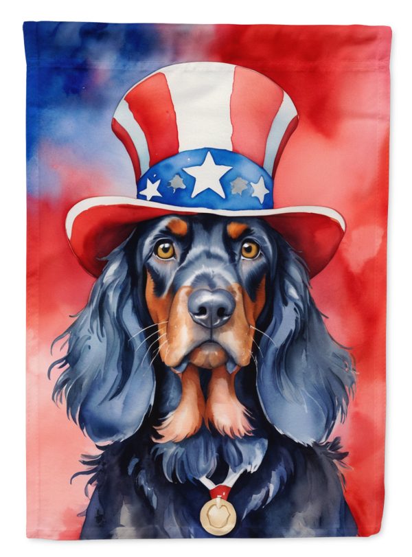 Gordon Setter Patriotic American Garden Flag – Dog in Uncle Sam Hat | Red, White & Blue Outdoor Decor Fashion