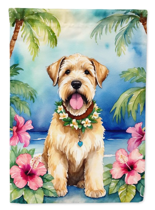Wheaten Terrier Luau Garden Flag – Tropical Dog Decor with Hibiscus & Palm Leaves Sale