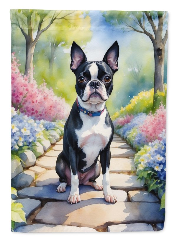 Boston Terrier Spring Path Garden Flag  – Dog-Themed Floral Outdoor Decor For Discount