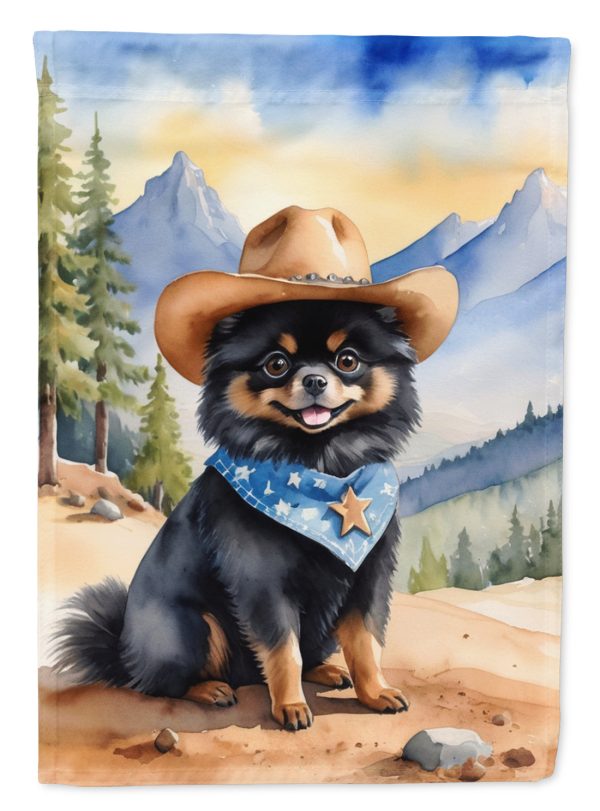 Pomeranian Cowboy Welcome House Flag Hot on Sale