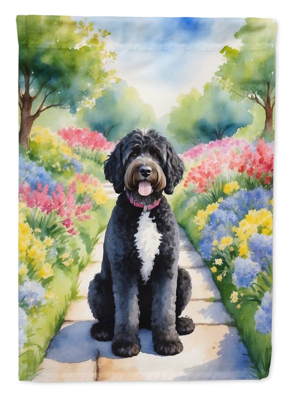 Portuguese Water Dog Spring Path House Flag on Sale
