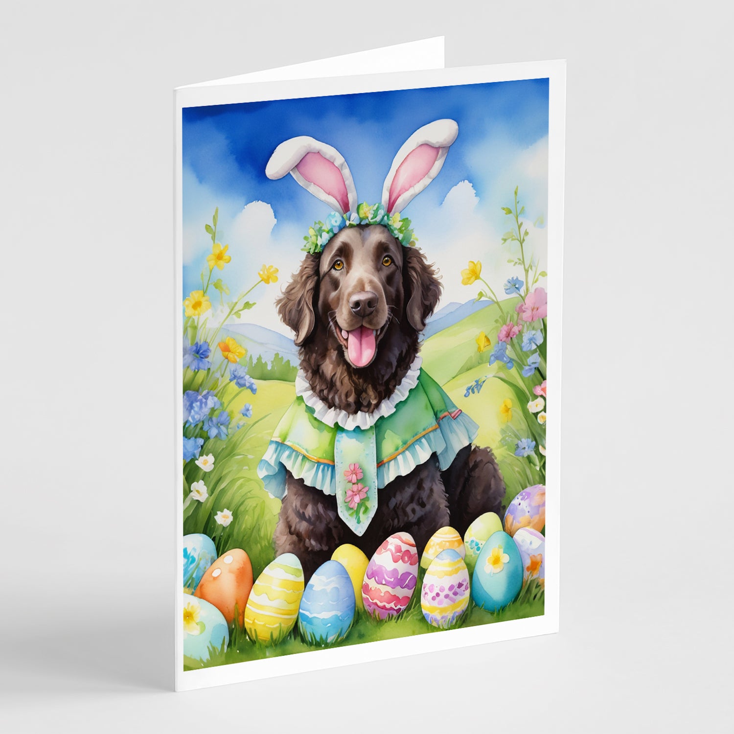 Curly-Coated Retriever Easter Egg Hunt Greeting Cards Pack of 8 Sale