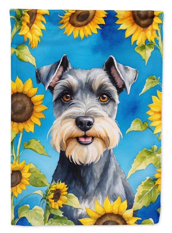 Schnauzer in Sunflowers House Flag Sale